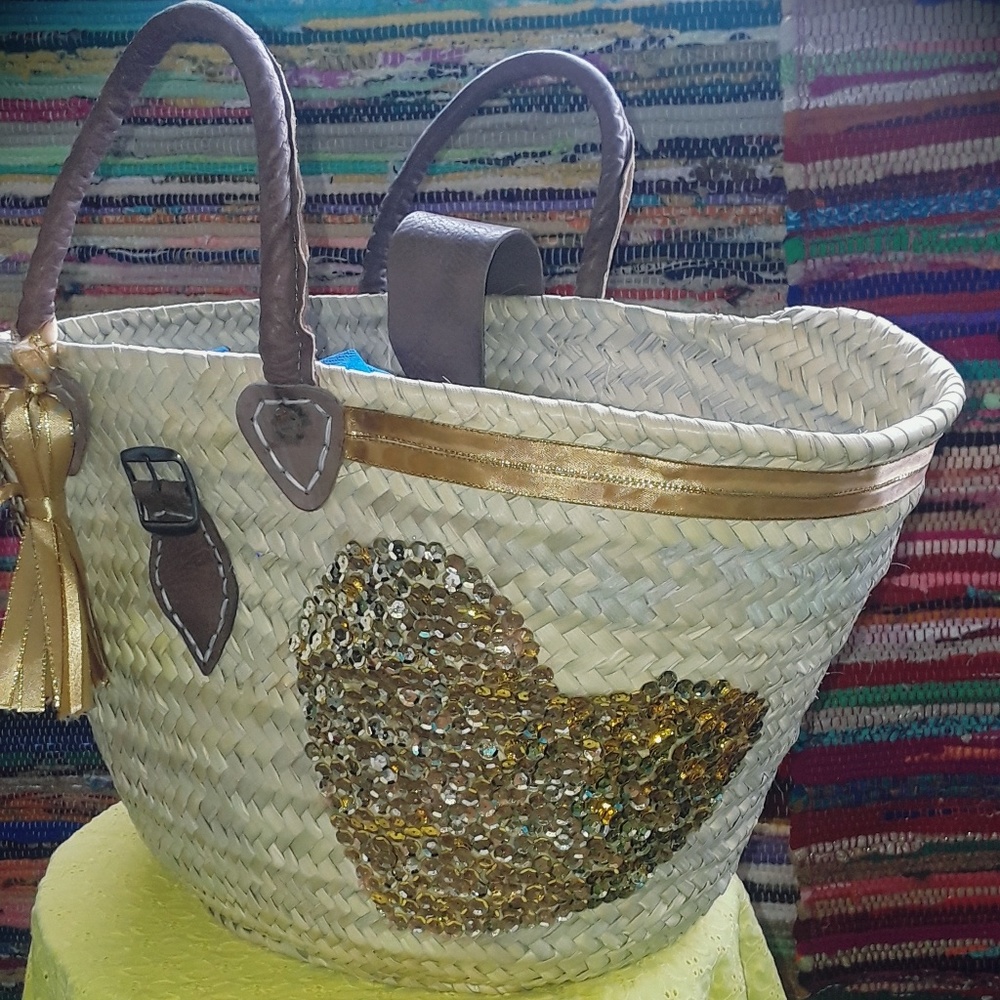 Natural straw summer/Beach tote